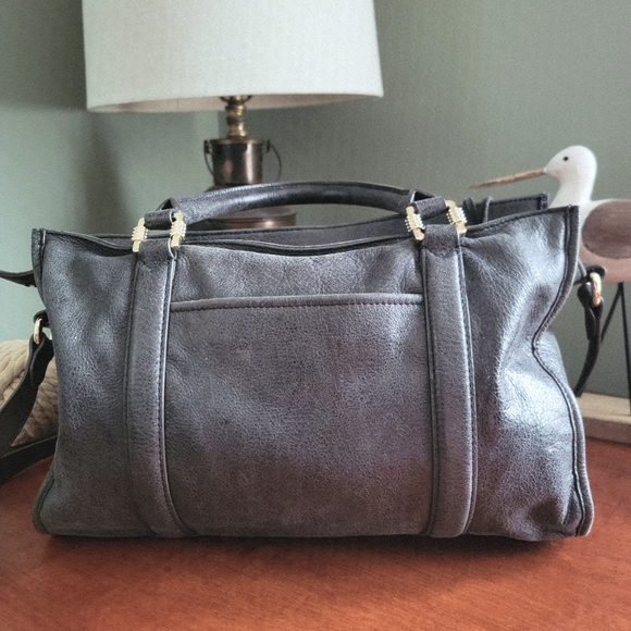 Aimee Kestenberg Heston Satchel Charcoal Gray Washed Nubuck Leather Bag - Picture 7 of 15